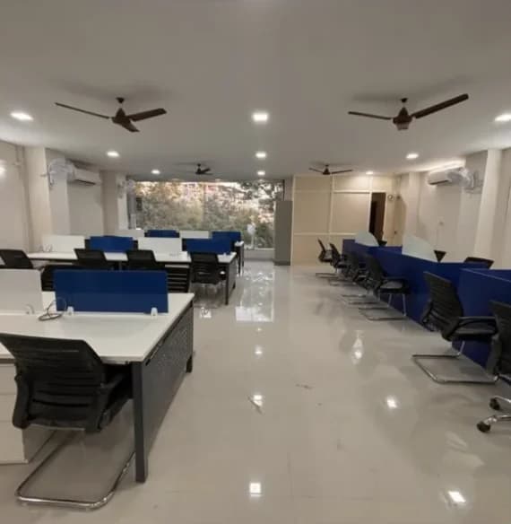 Open-plan branch office with workstations